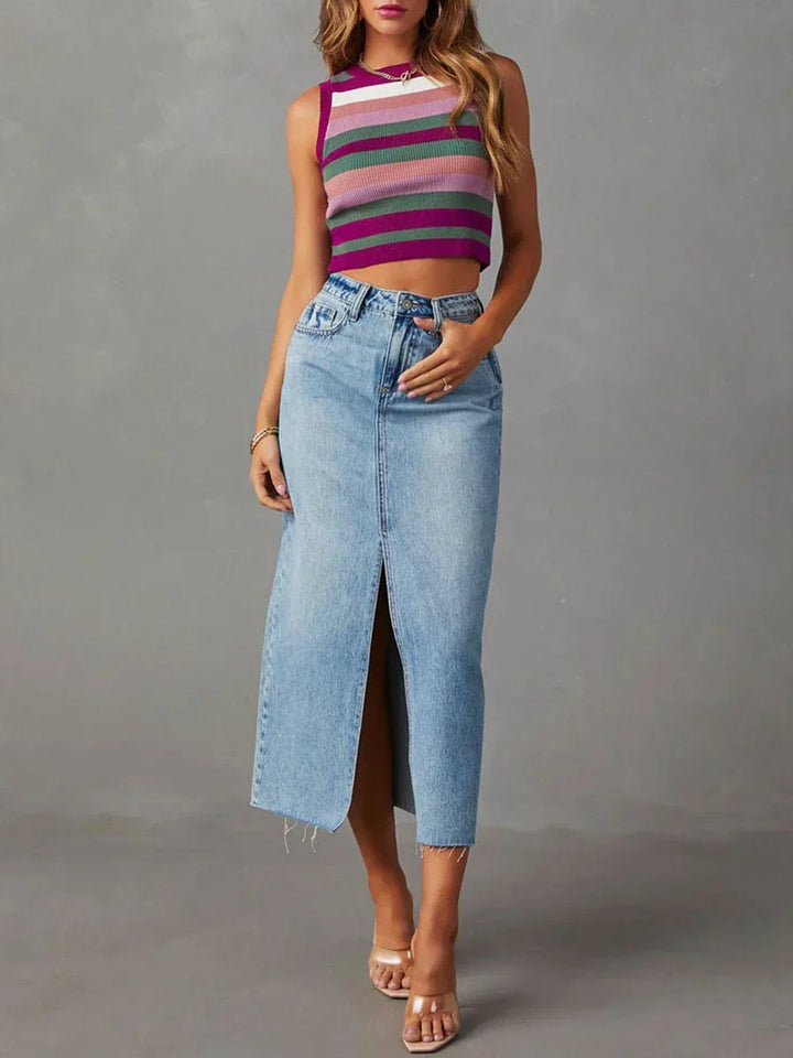 Elaine | Front-Slit Denim Skirt