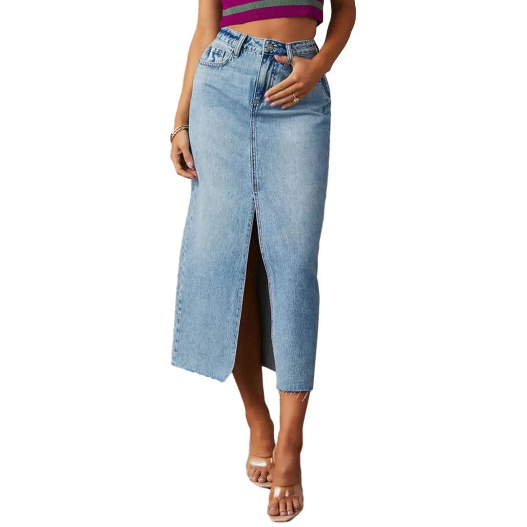 Elaine | Front-Slit Denim Skirt