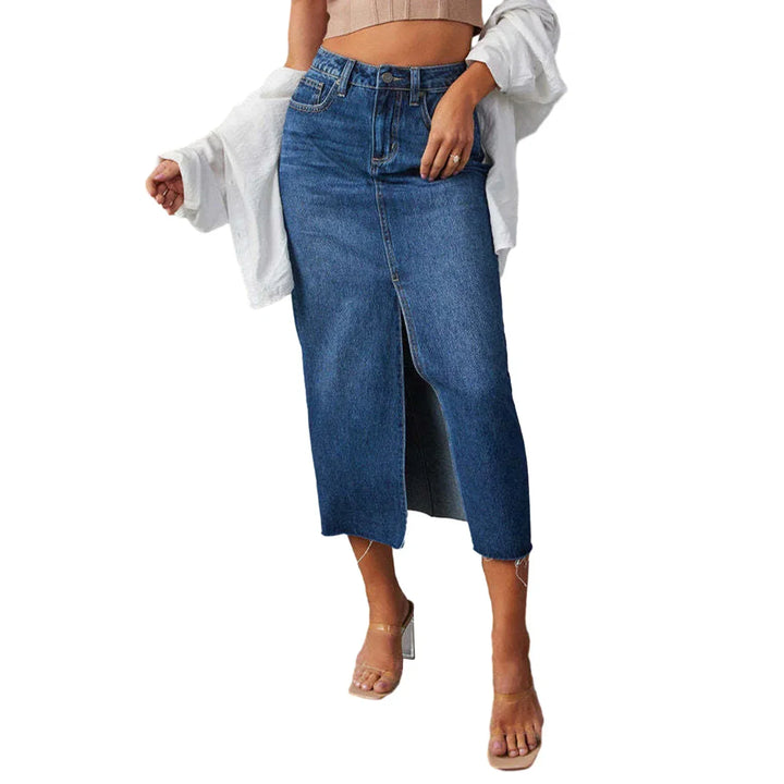 Elaine | Front-Slit Denim Skirt