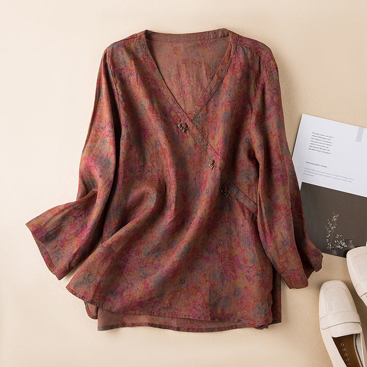 Liora | Printed V-Neck Blouse