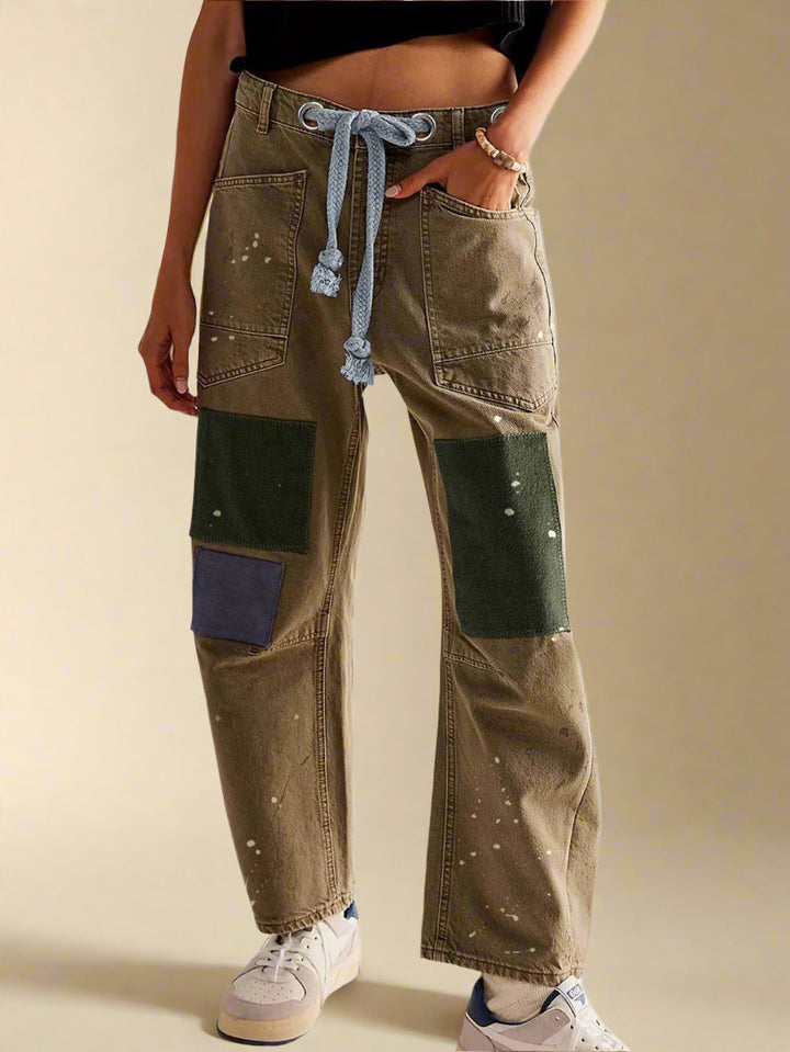 Rita | Patchwork Drawstring Jeans