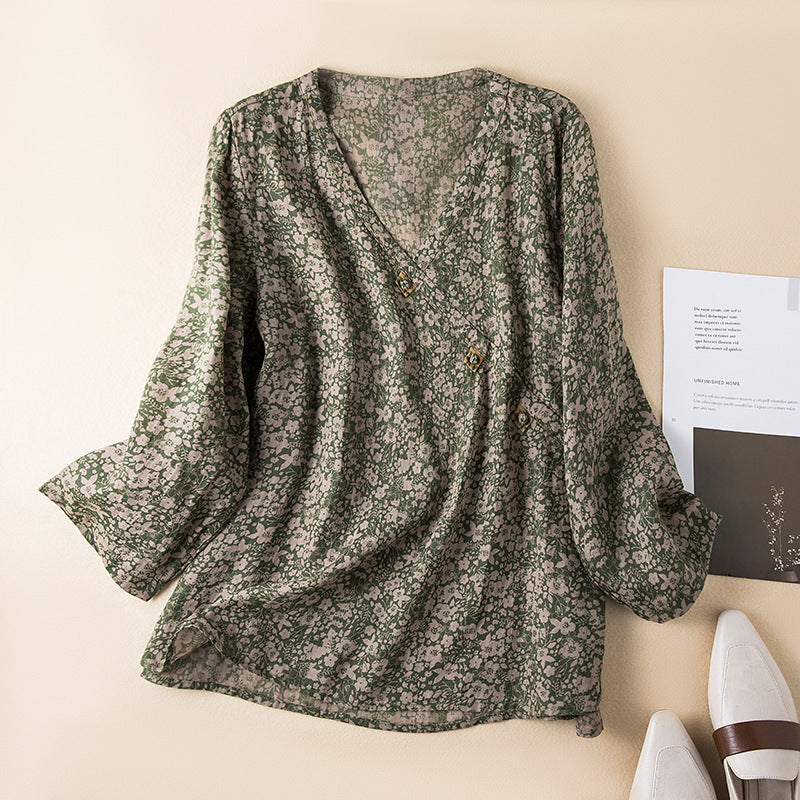 Liora | Printed V-Neck Blouse