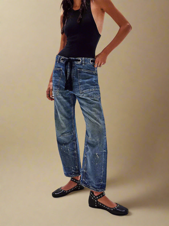 Rita | Patchwork Drawstring Jeans