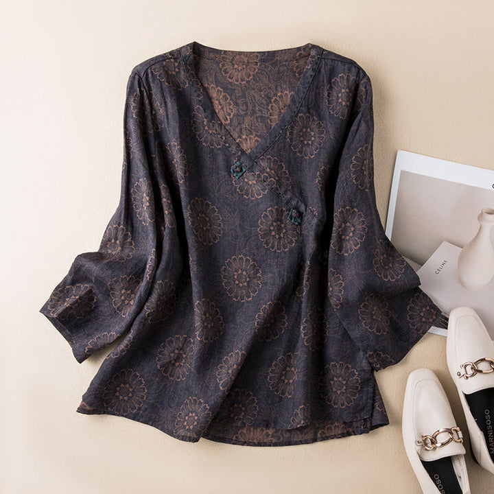 Liora | Printed V-Neck Blouse