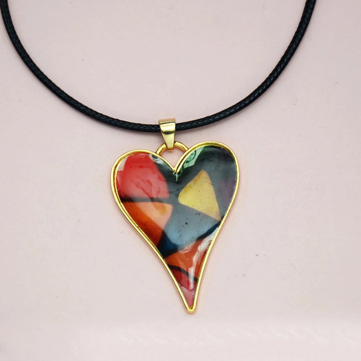 Aurora | Colorful Mosaic Heart Necklace