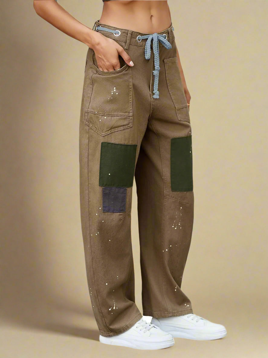 Rita | Patchwork Drawstring Jeans