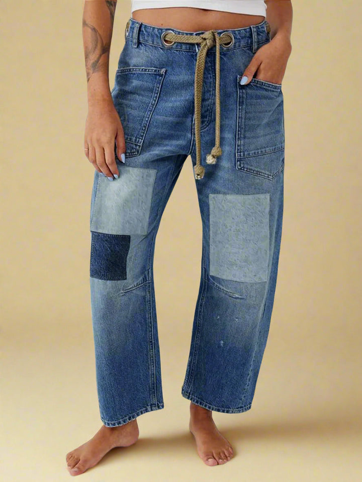Rita | Patchwork Drawstring Jeans