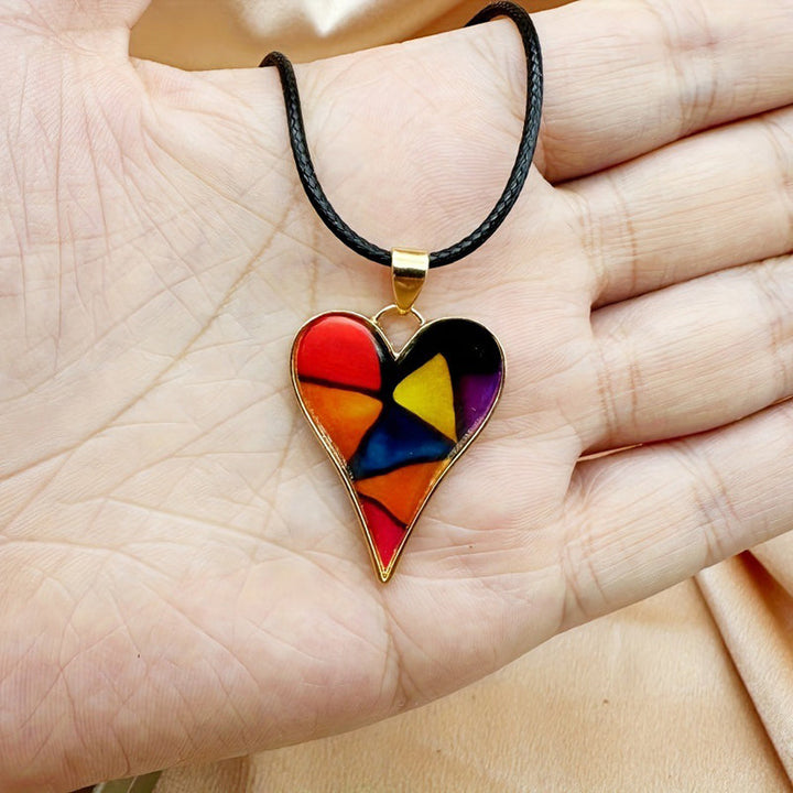 Aurora | Colorful Mosaic Heart Necklace