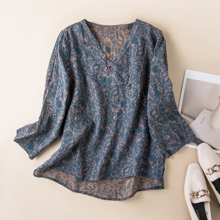 Liora | Printed V-Neck Blouse