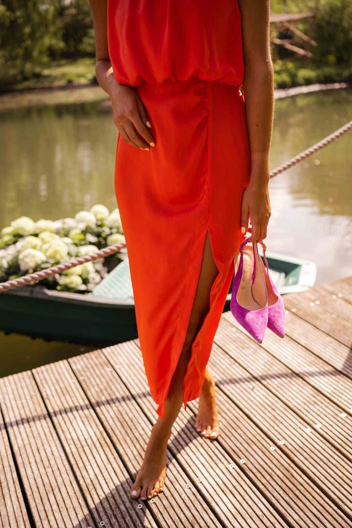Anavella | Draped Shirt Midi Dress