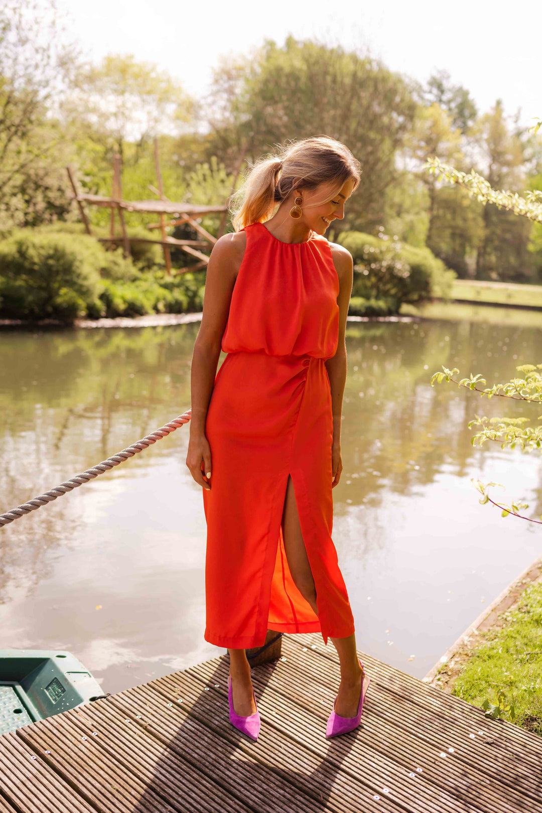 Anavella | Draped Shirt Midi Dress