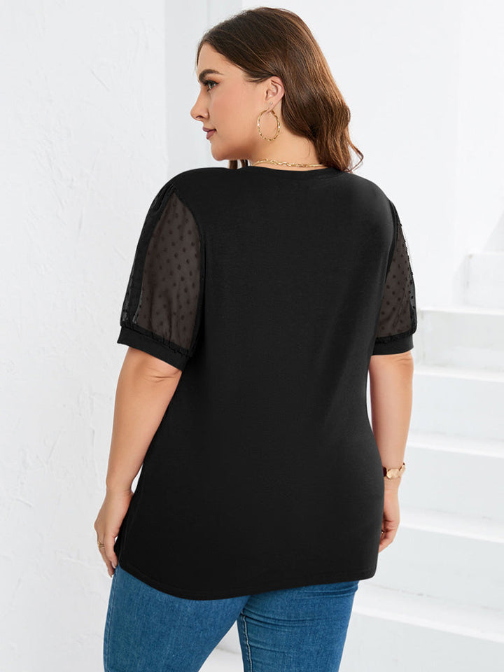 Emilia | Sheer Sleeve V-Neck Top