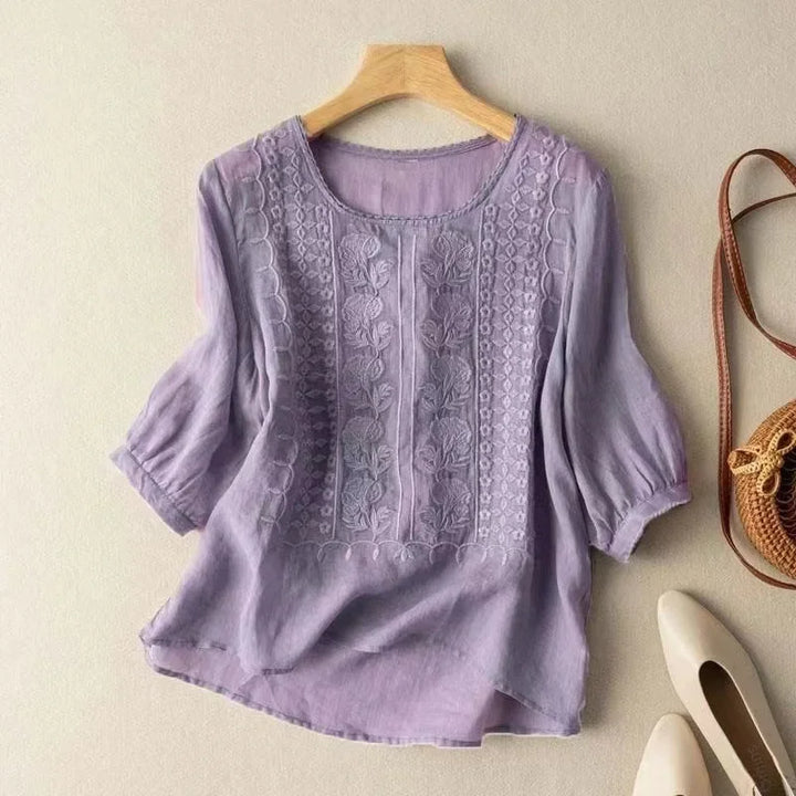 Kate | Lace-Up Linen Blouse
