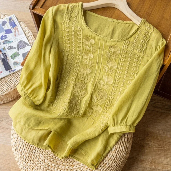 Kate | Lace-Up Linen Blouse