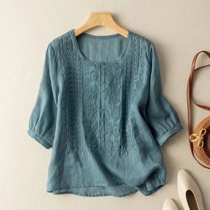 Kate | Lace-Up Linen Blouse