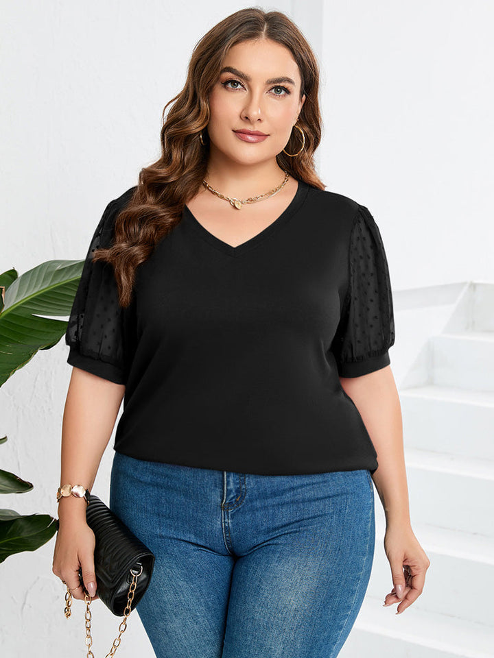Emilia | Sheer Sleeve V-Neck Top