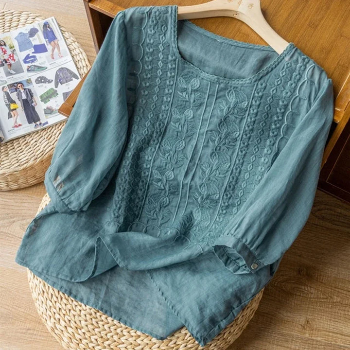 Kate | Lace-Up Linen Blouse