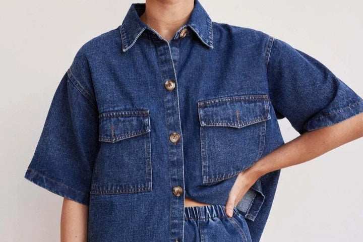 Paula | Drawstring Denim Short Set