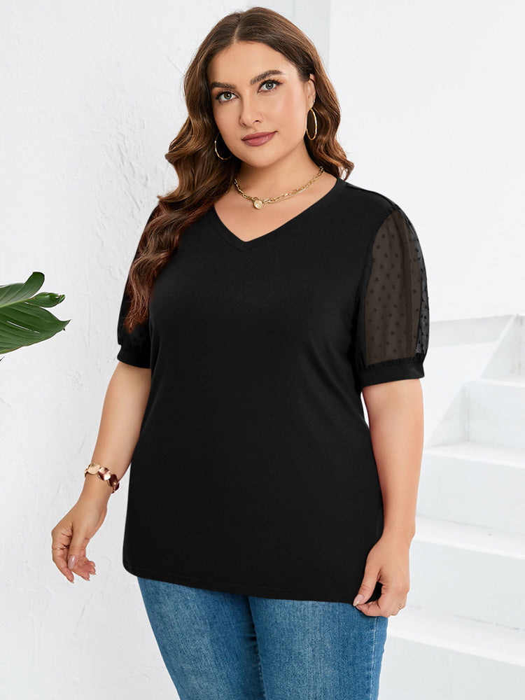 Emilia | Sheer Sleeve V-Neck Top