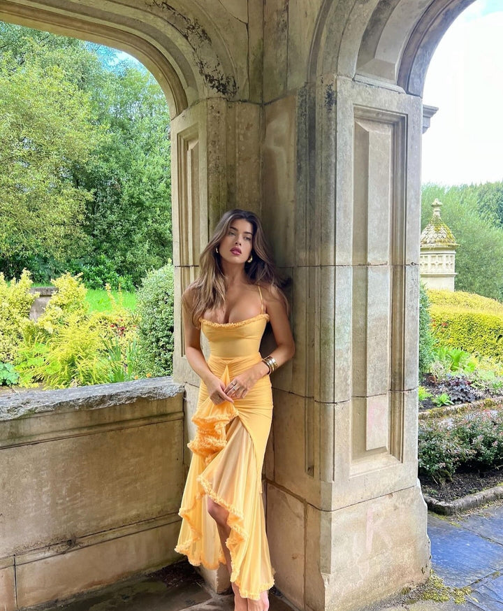 Selena | Ruffled Mesh Midi Dress