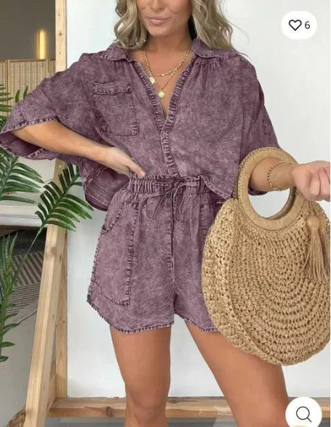 Colleen | Drawstring Denim Set