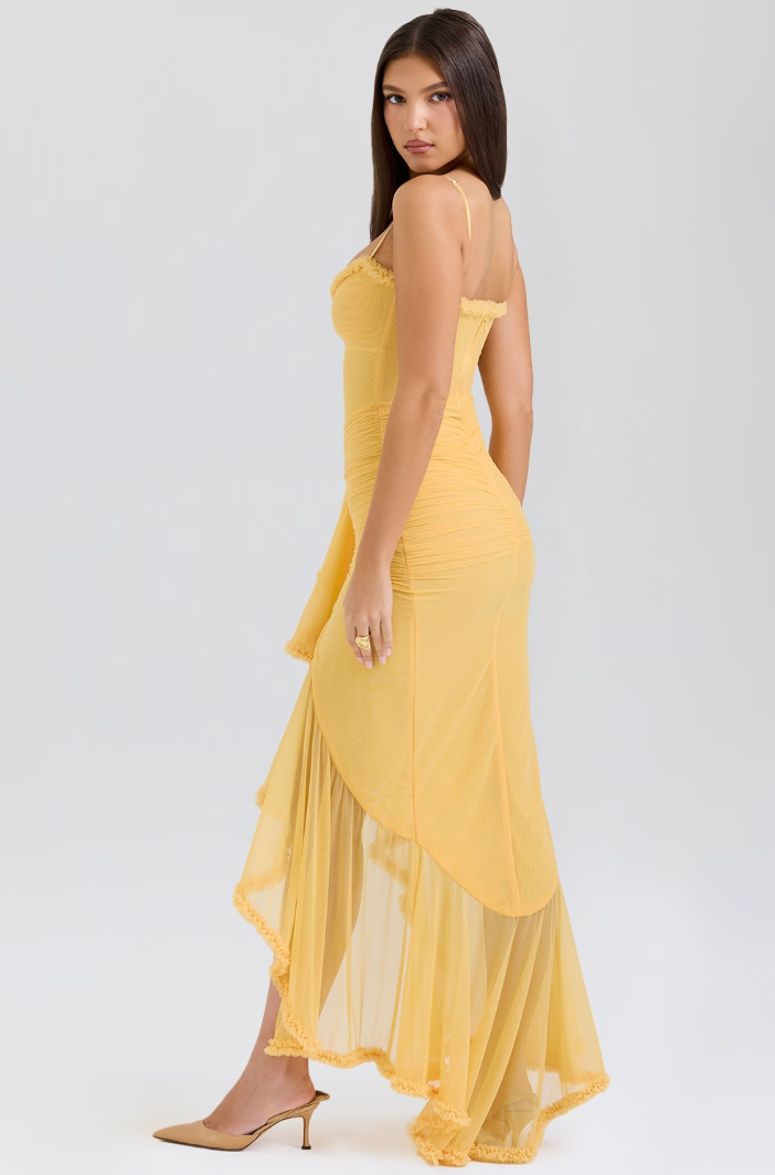Selena | Ruffled Mesh Midi Dress