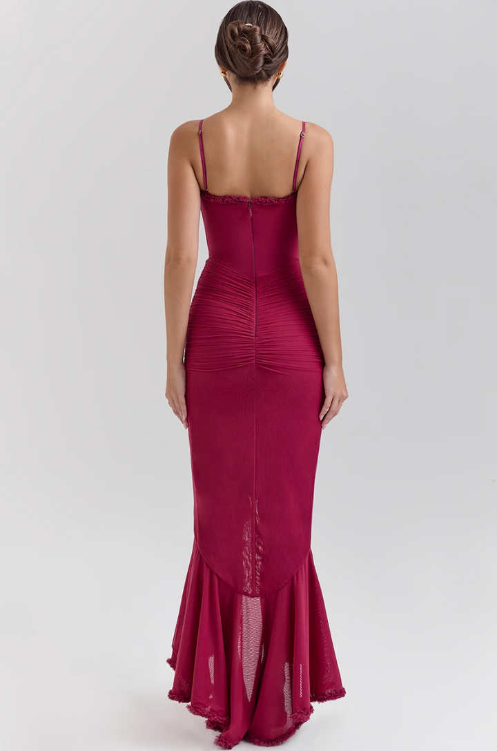 Selena | Ruffled Mesh Midi Dress