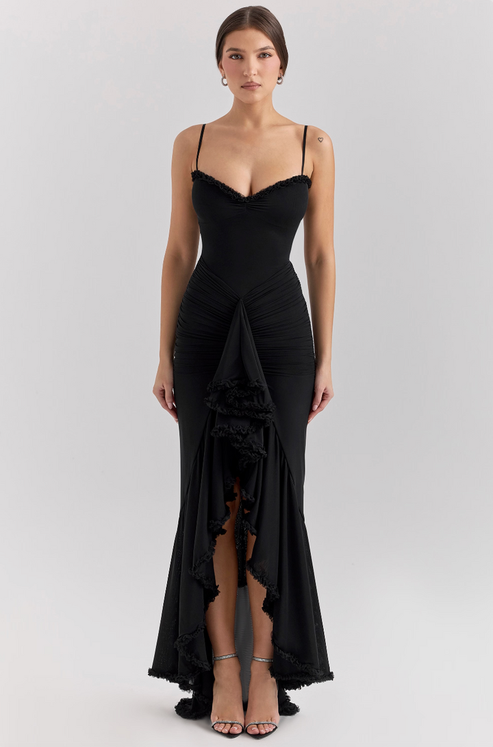 Selena | Ruffled Mesh Midi Dress