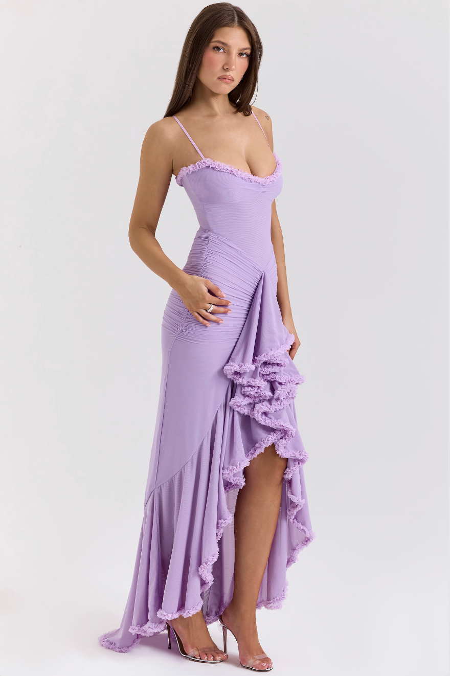 Selena | Ruffled Mesh Midi Dress