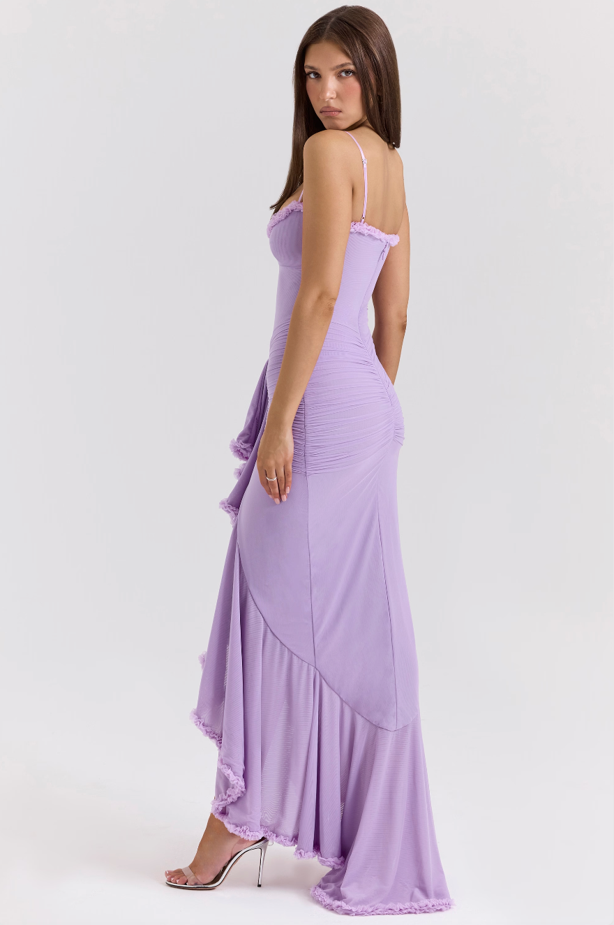 Selena | Ruffled Mesh Midi Dress
