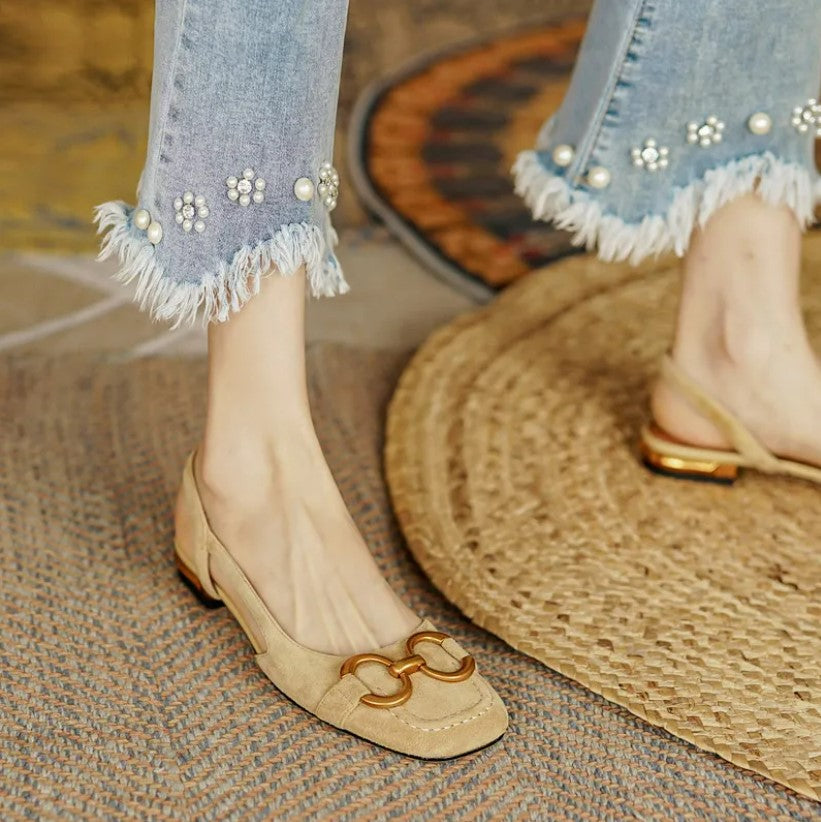 Noémie | Suede Slingback Loafers