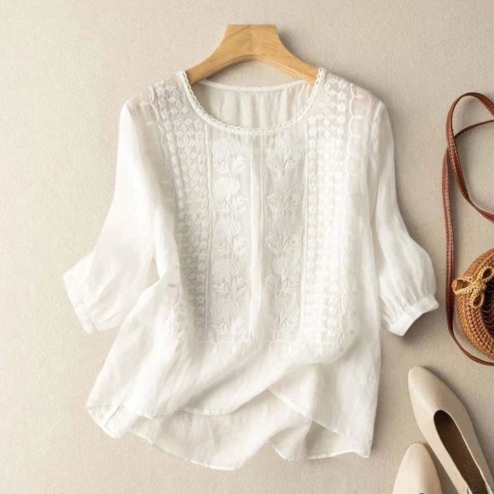 Kate | Lace-Up Linen Blouse