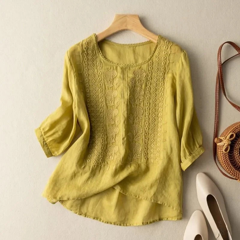 Kate | Lace-Up Linen Blouse