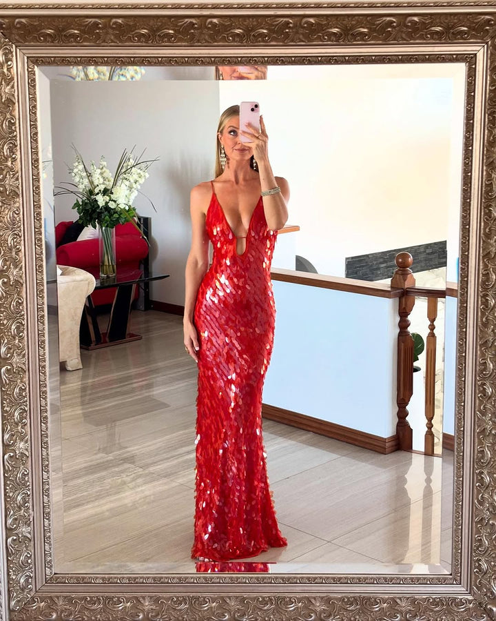 Allegra | Sequin Plunge Gown