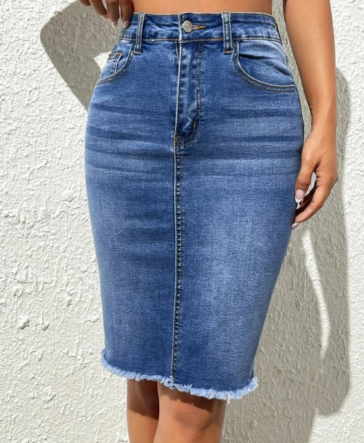 Diane | Frayed Hem Denim Skirt