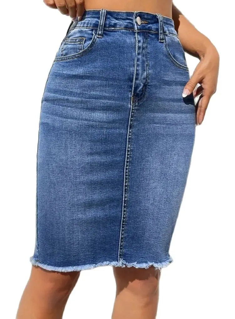 Diane | Frayed Hem Denim Skirt
