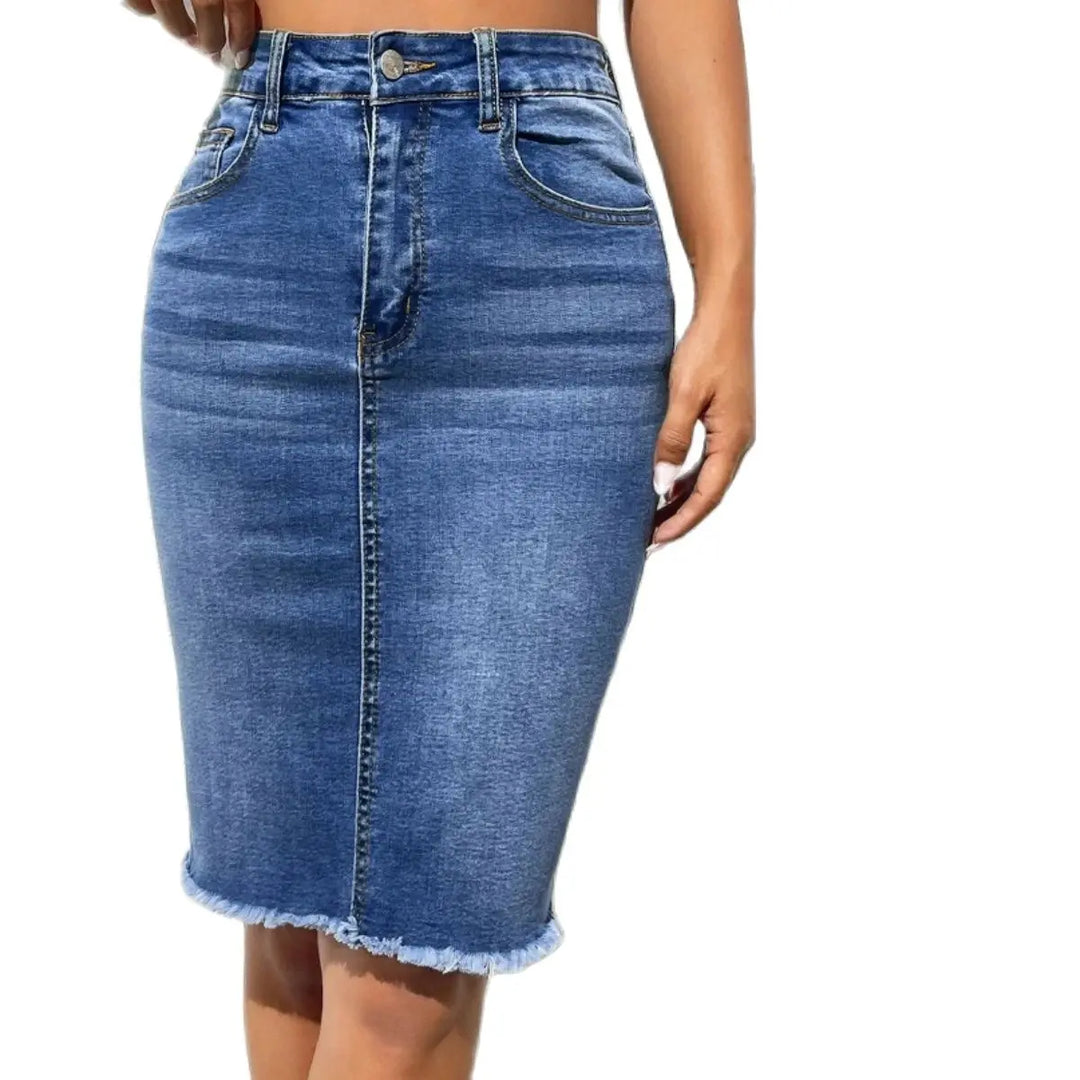 Diane | Frayed Hem Denim Skirt