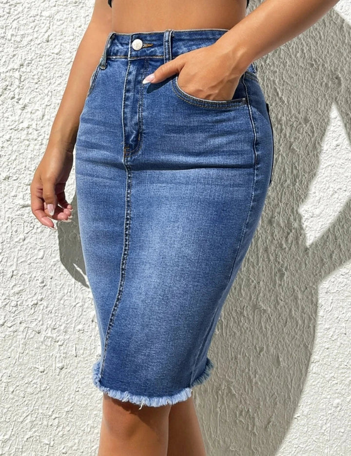 Diane | Frayed Hem Denim Skirt