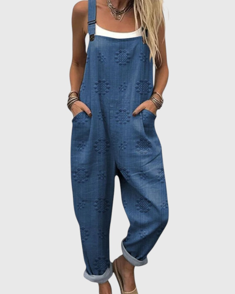 Helen | Textured Denim Overalls