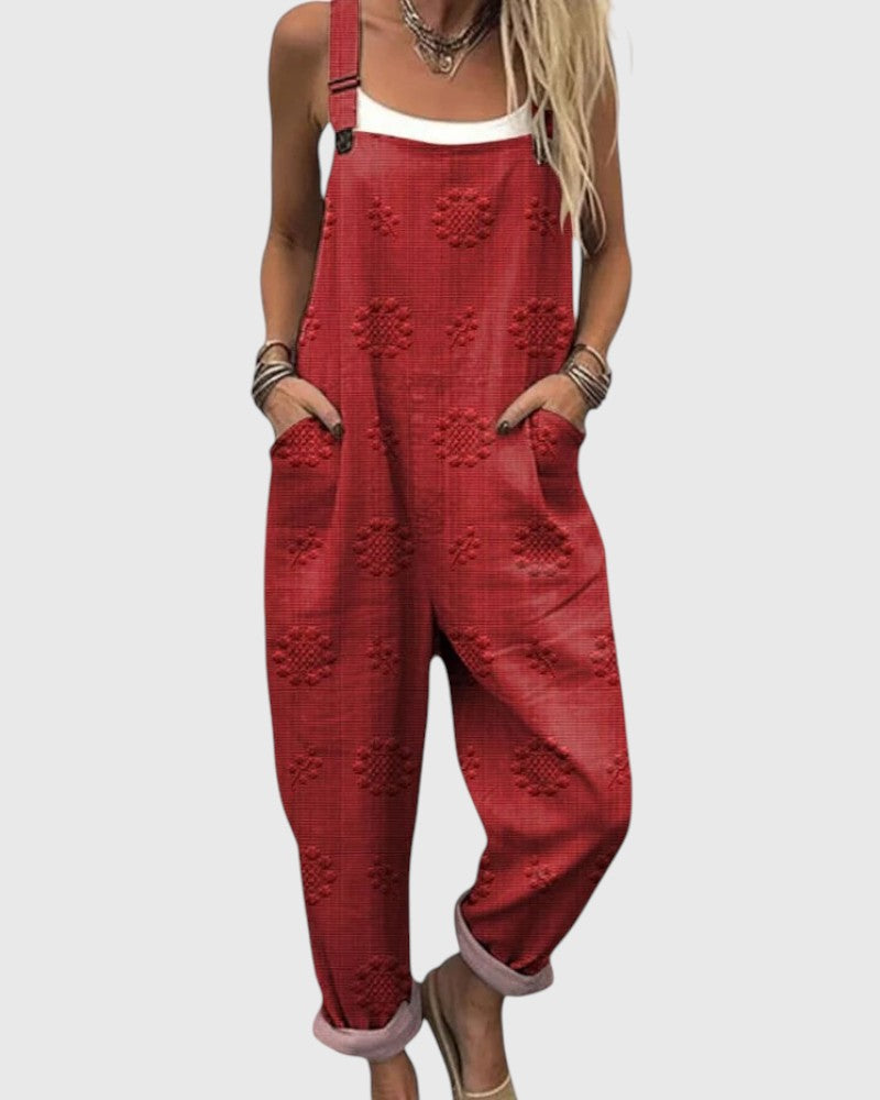 Helen | Textured Denim Overalls