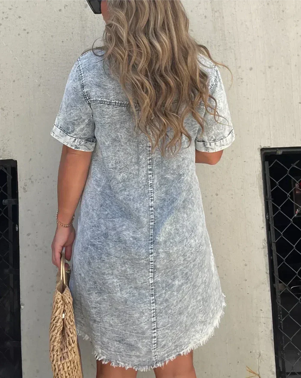 Theresa | Frayed Hem Denim Dress