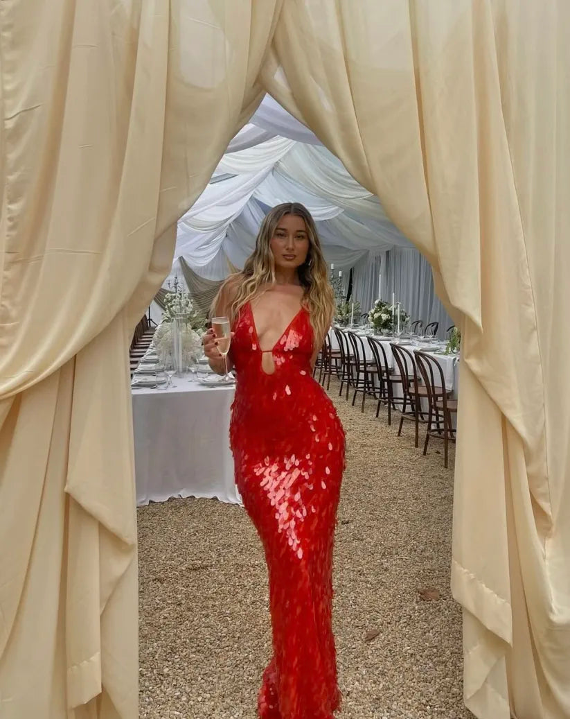 Allegra | Sequin Plunge Gown