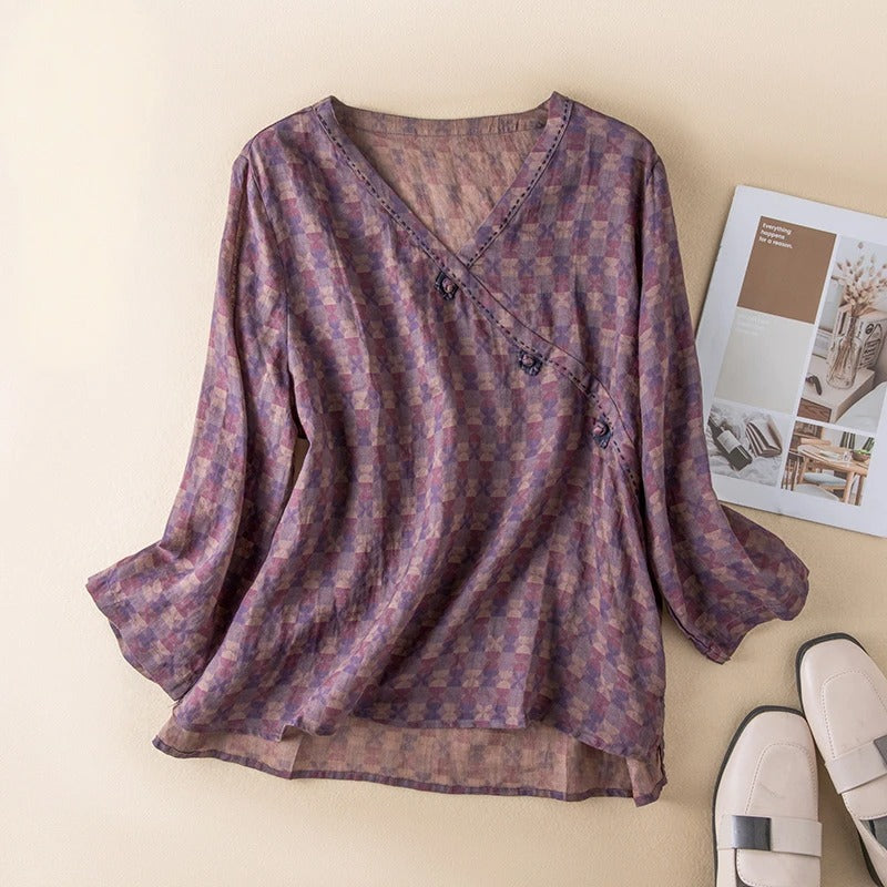 Liora | Printed V-Neck Blouse