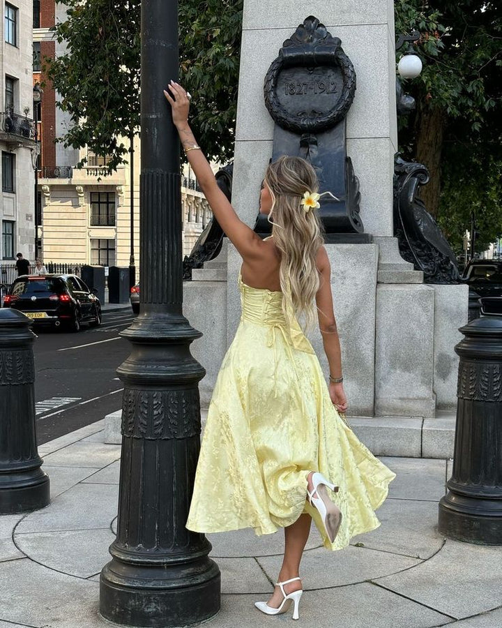 Elodie | Halter Fit-and-Flare Midi Dress