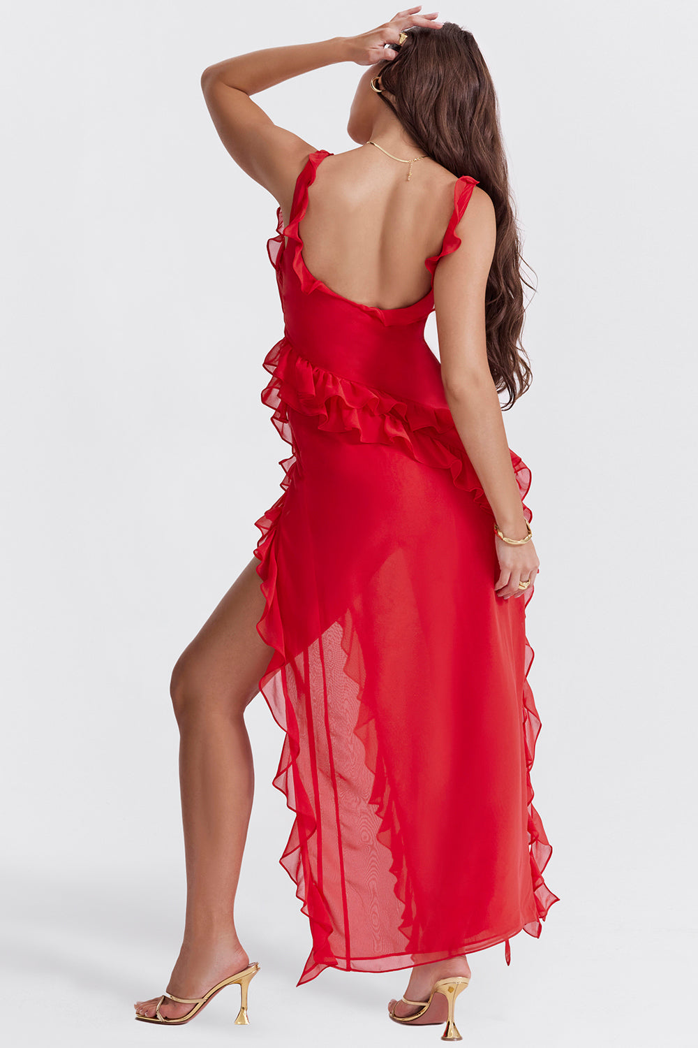 Isla | Ruffle Trim Slit Dress