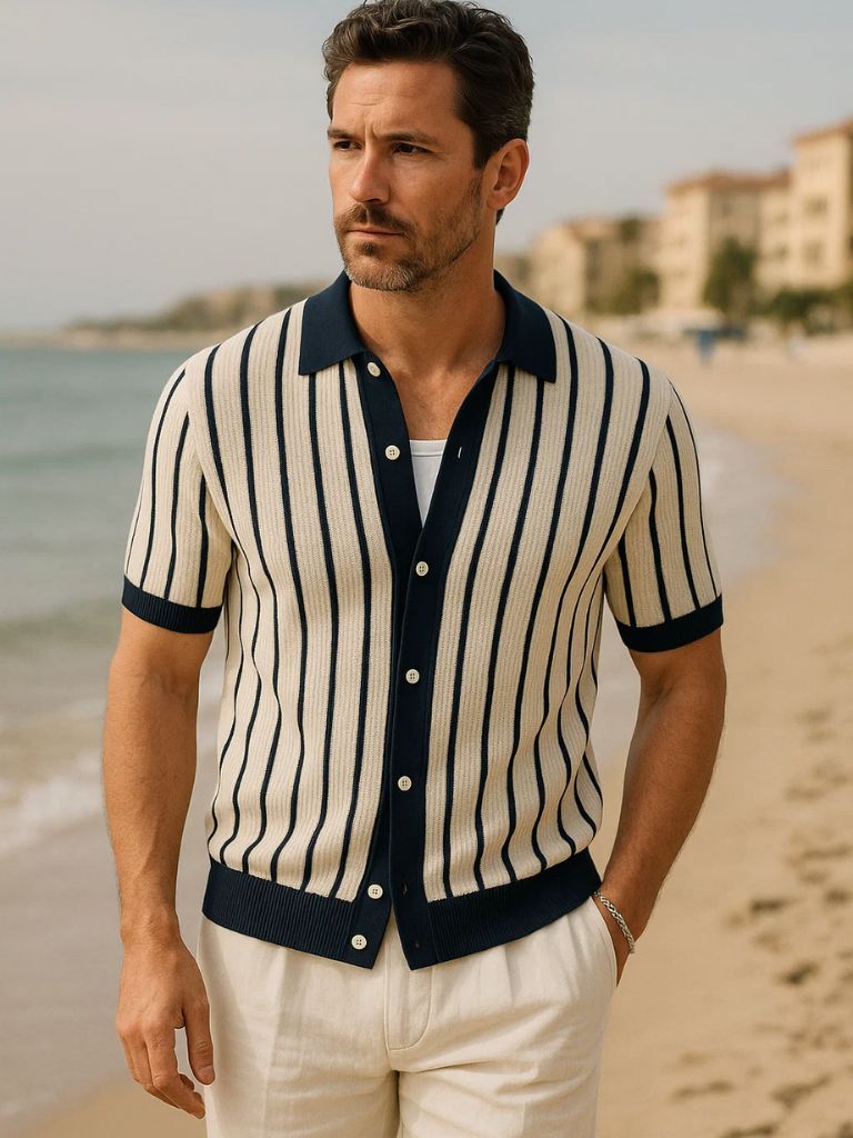Harvey | Retro Button-Up Polo Shirt
