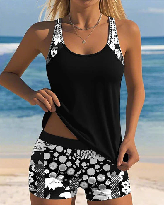 Kay | Floral Active Tankini Shorts Set