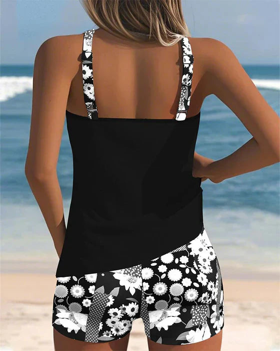 Kay | Floral Active Tankini Shorts Set