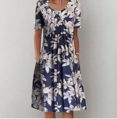 Edith | Leaf Print Midi Dress