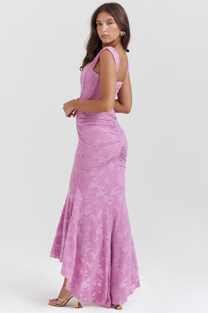 Dahlia | Ruched Floral Lace Dress